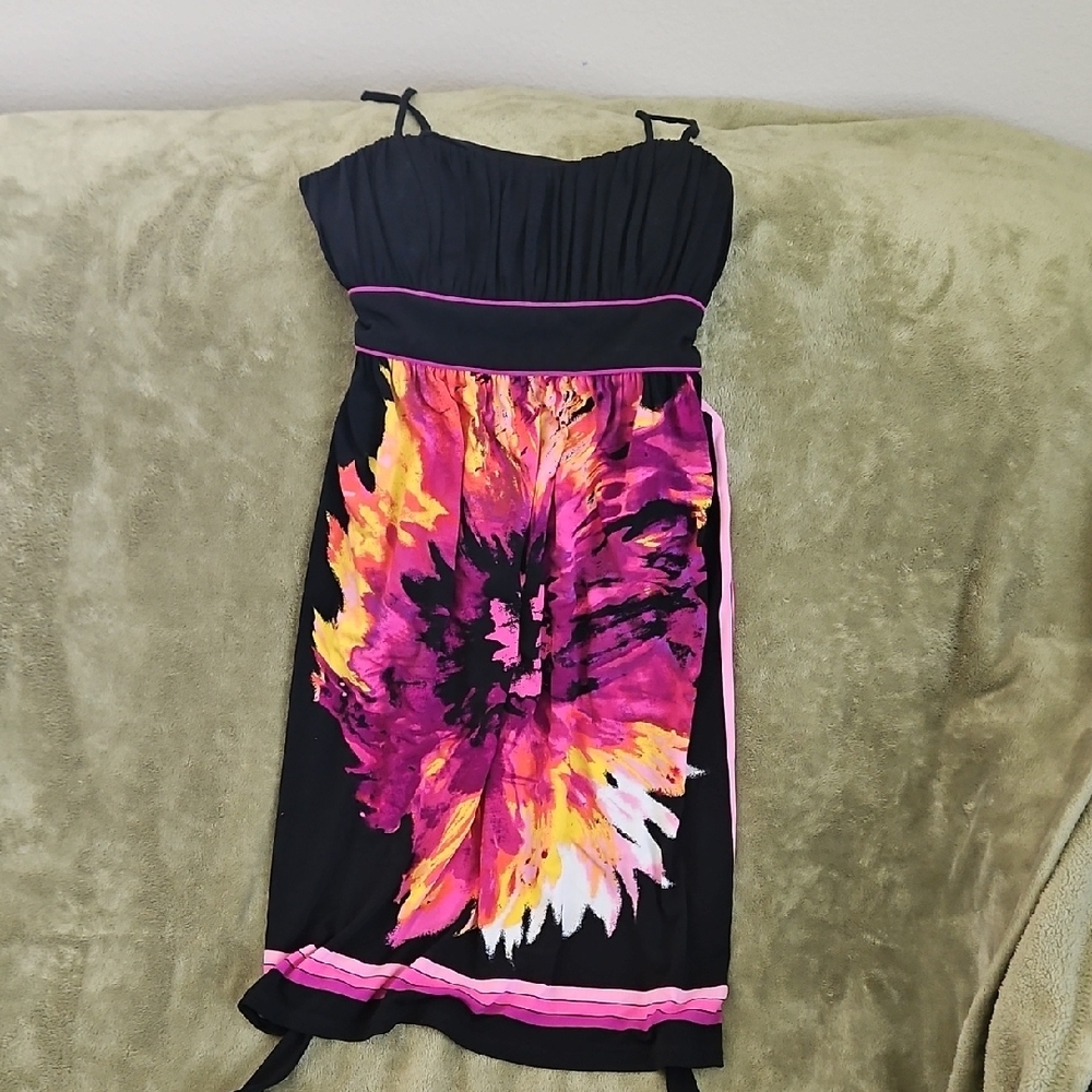 Floral Burst Black Dress